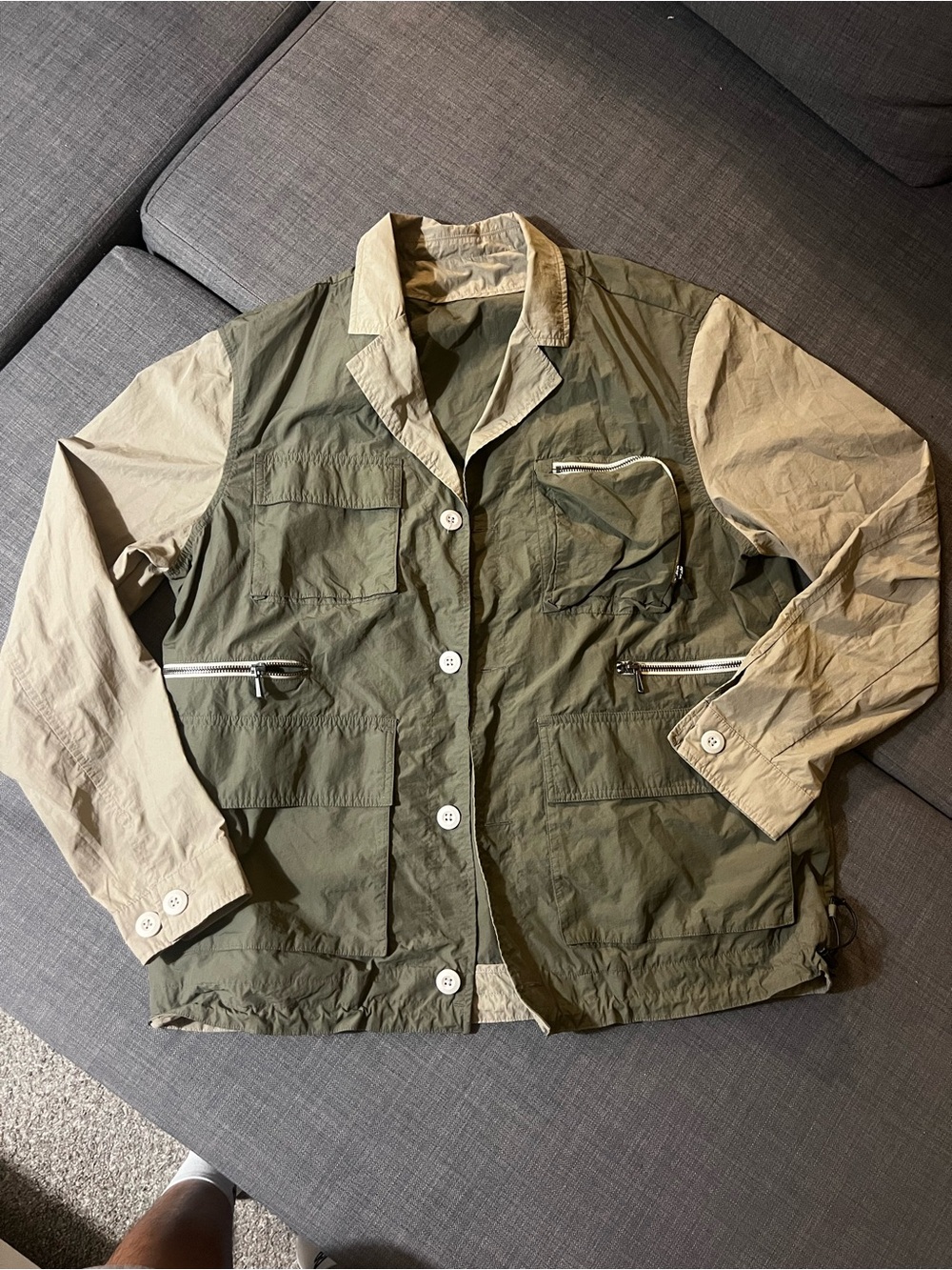 Zara Olive Green & Beige Utility Jacket